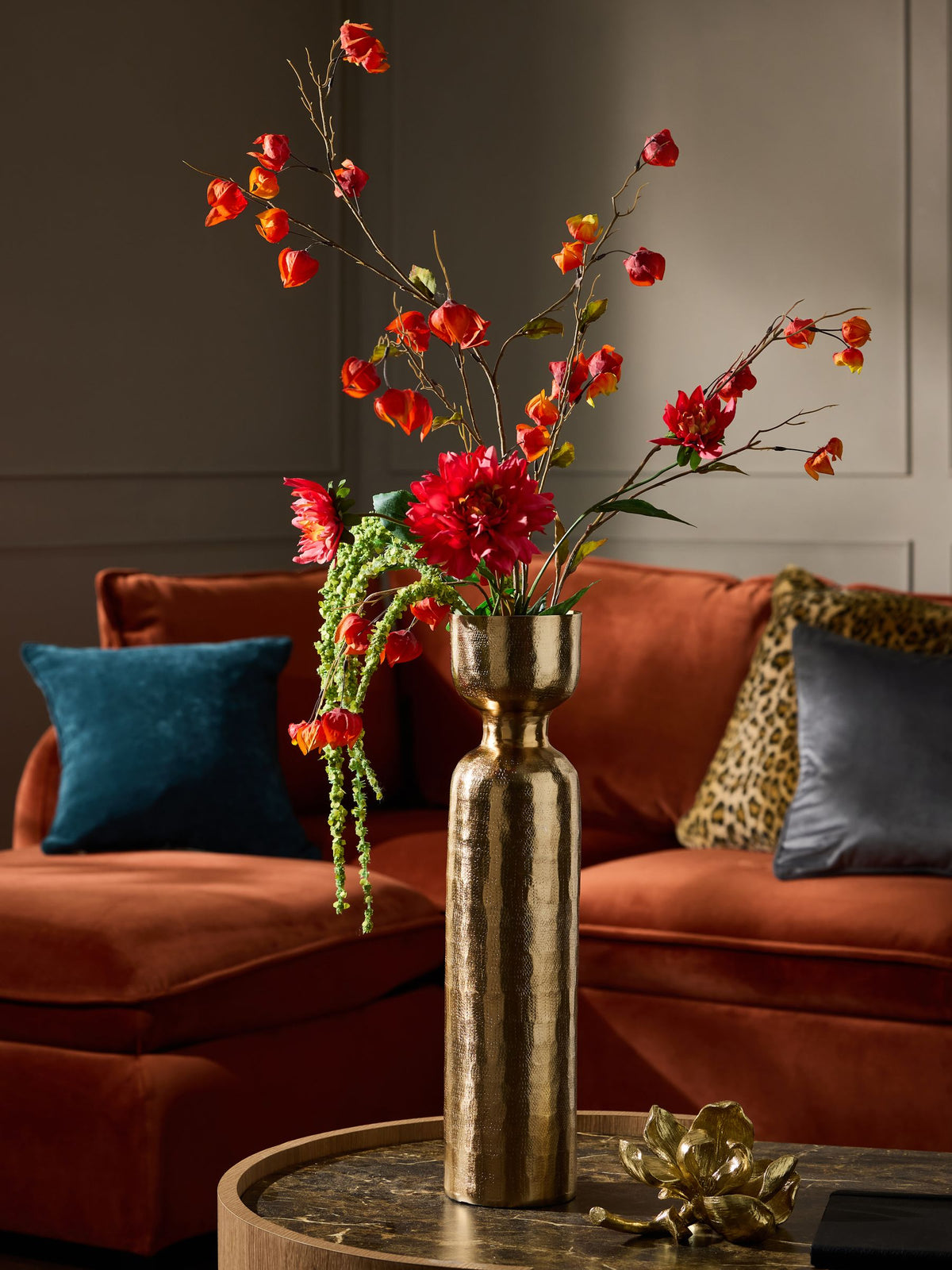 Gold Medium Hammered Metal Vase