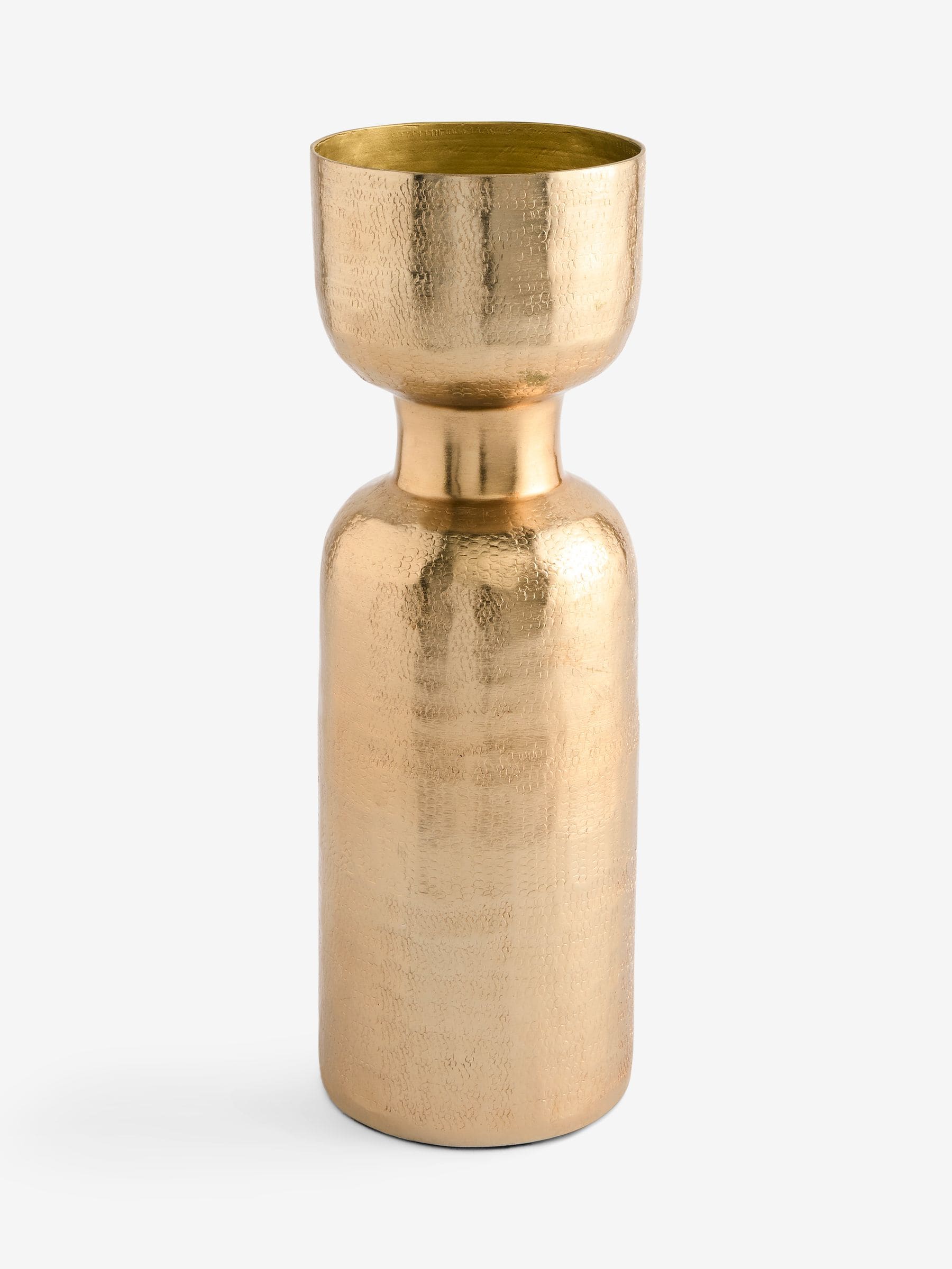 Gold hammered metal vase 36cm, imported from the UK