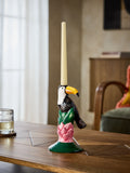 Green toucan ceramic taper candle holder, imported from the UK