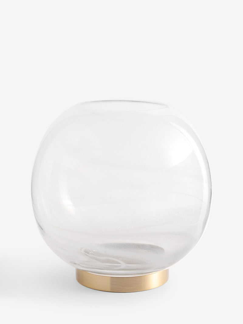 Claremont glass candle holder white milky swirl 22.5cm, UK version