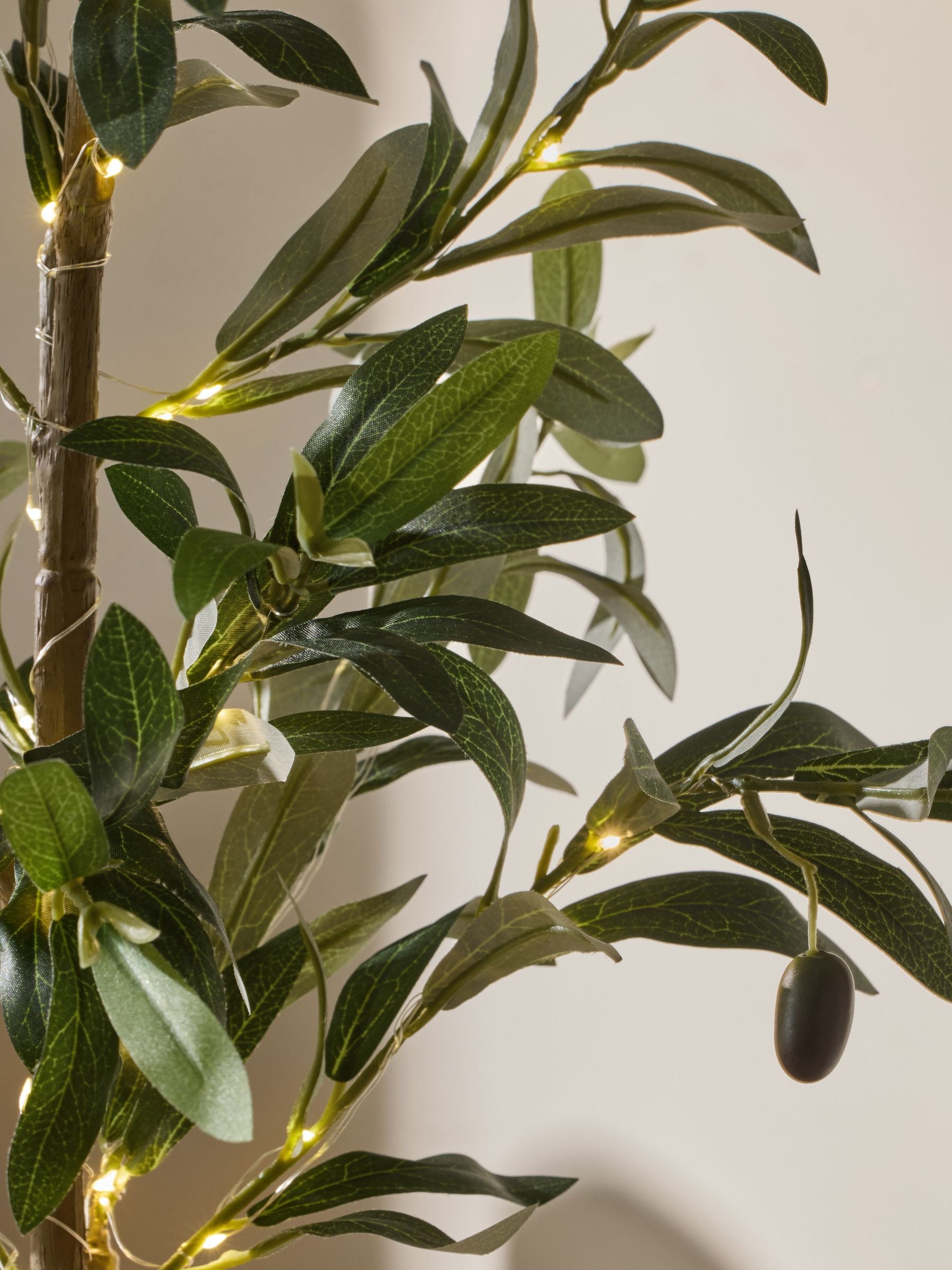 Faux olive tree ceramic pot with lights, imported from the UK