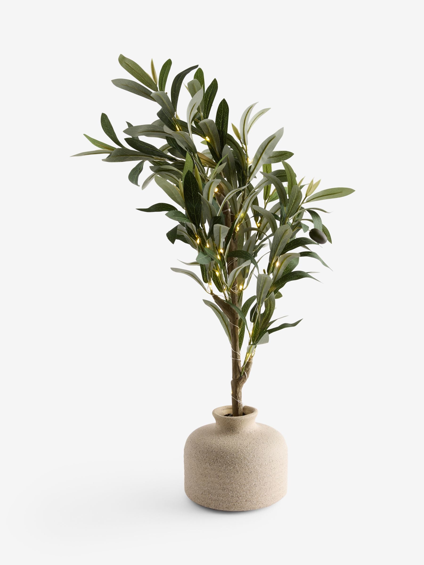 Faux olive tree ceramic pot with lights, imported from the UK