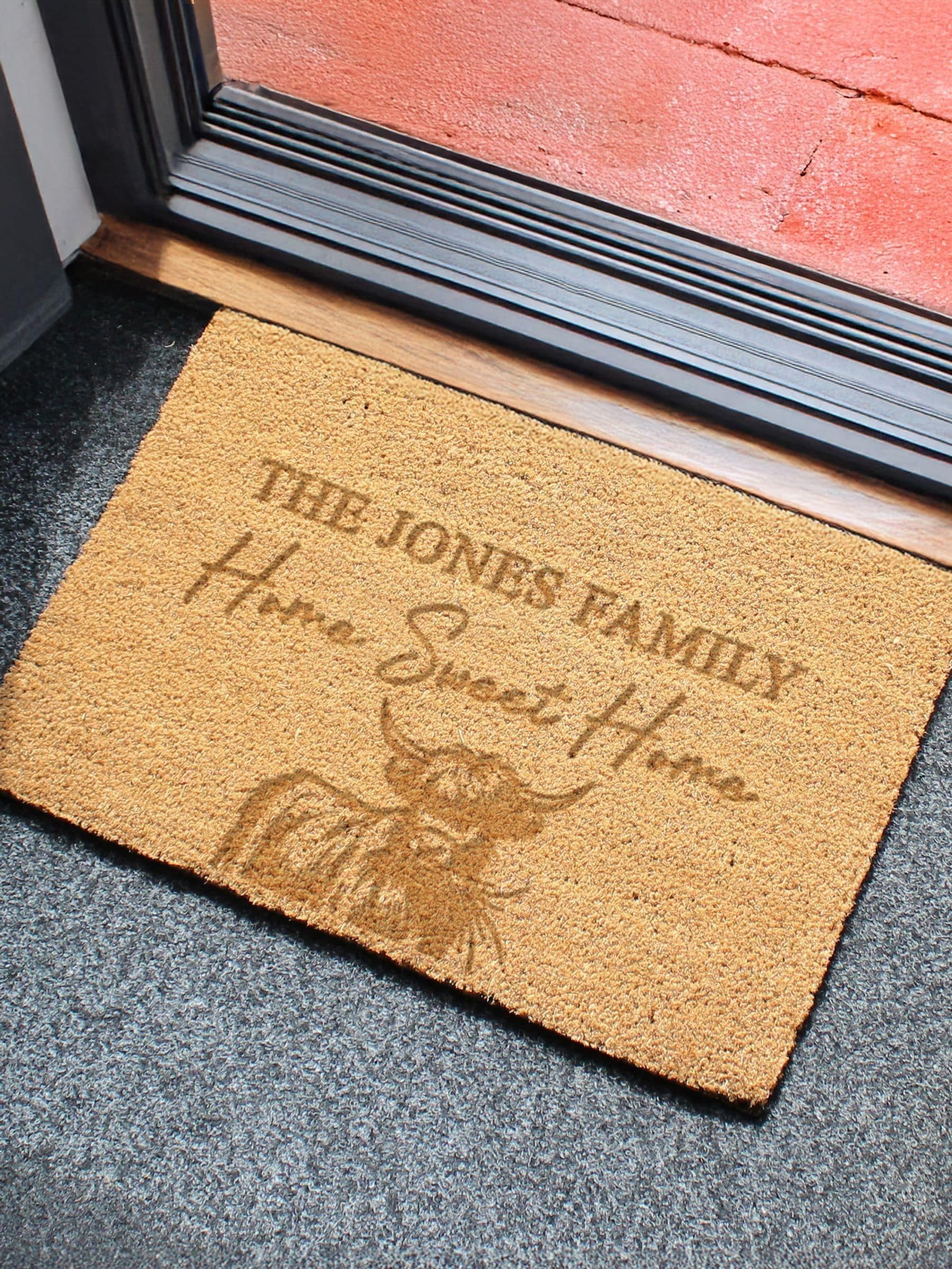 PMC personalised Highland Cow doormat 60x40 cm (British brand)