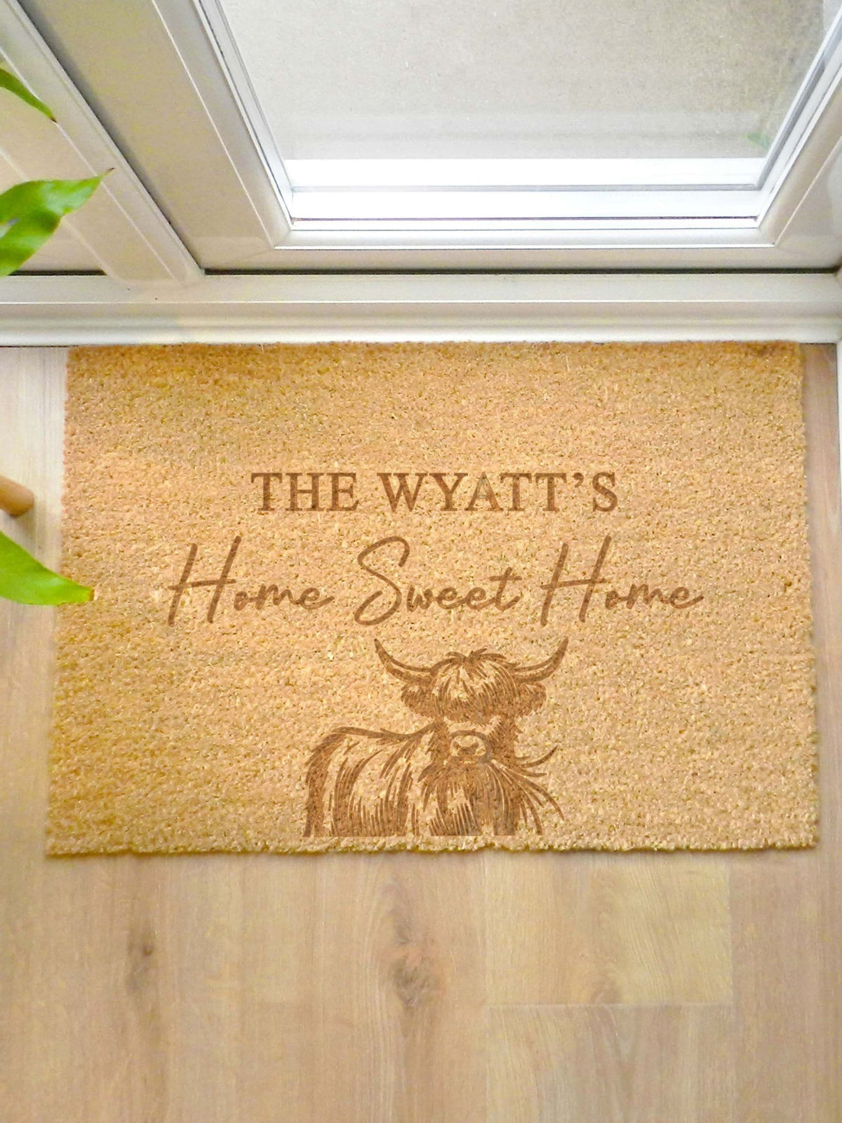 PMC personalised Highland Cow doormat 60x40 cm (British brand)