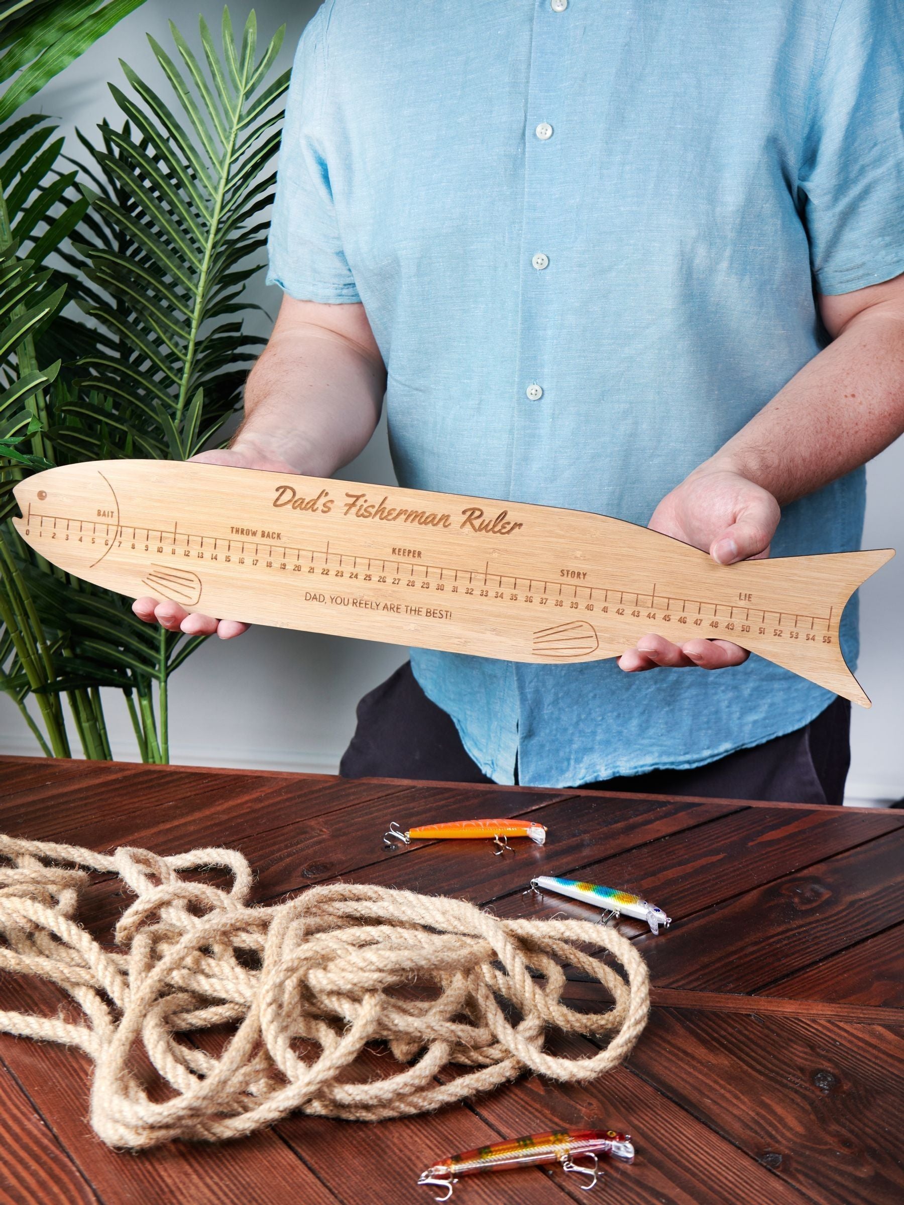 Oakdene personalised bamboo fishing ruler 60cm - British product