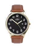 Limit 41mm Mens Round Gold Analogue Watch with Tan Strap