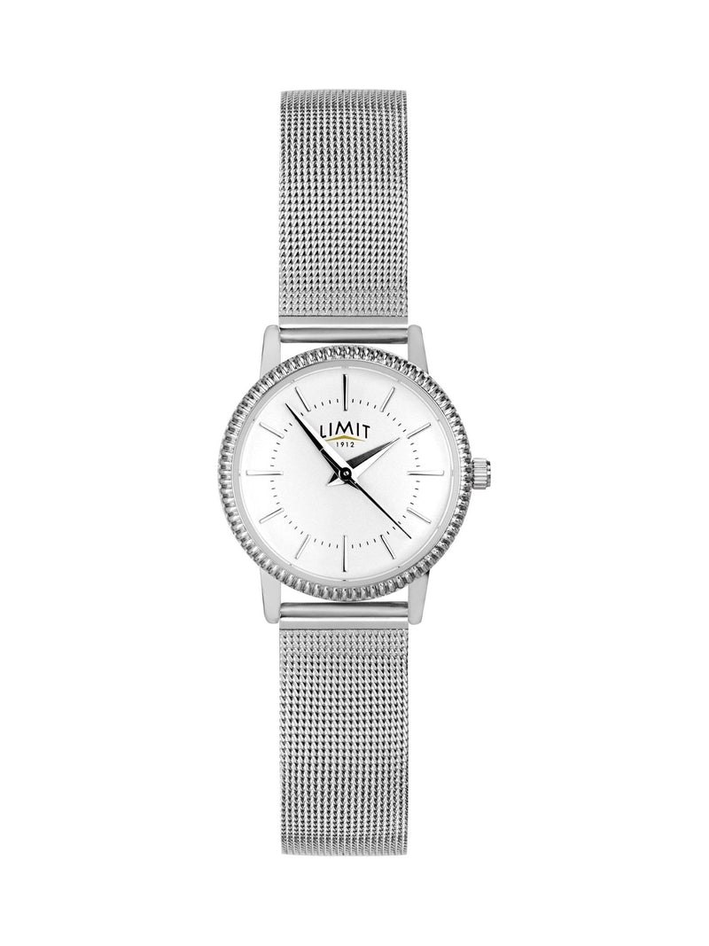 Limit Classic 28mm Womens Round Silver Analogue Watch with Silver Mesh Strap