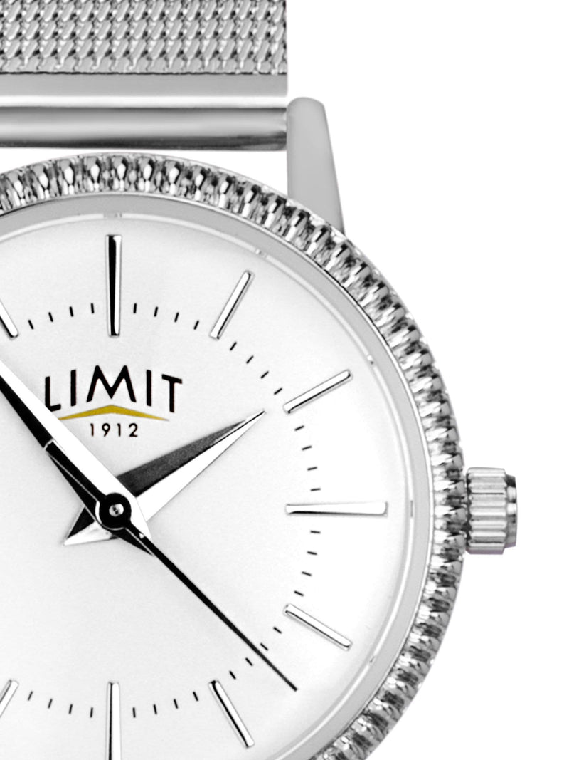 Limit Classic 28mm Womens Round Silver Analogue Watch with Silver Mesh Strap