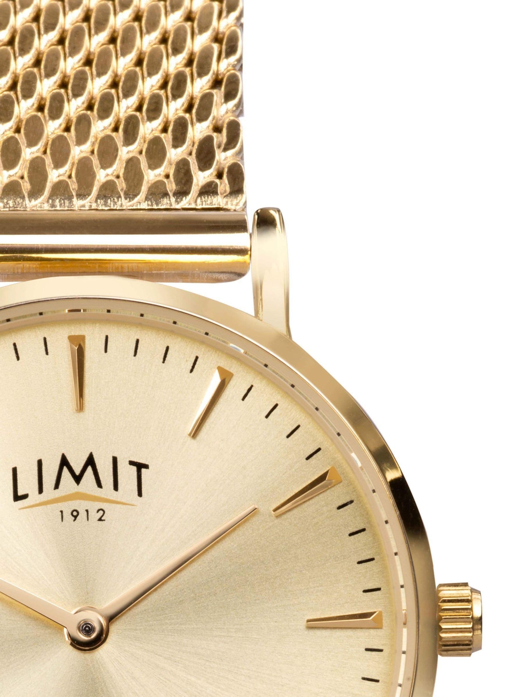Limit Gold 36mm gold analogue watch with mesh strap, UK version