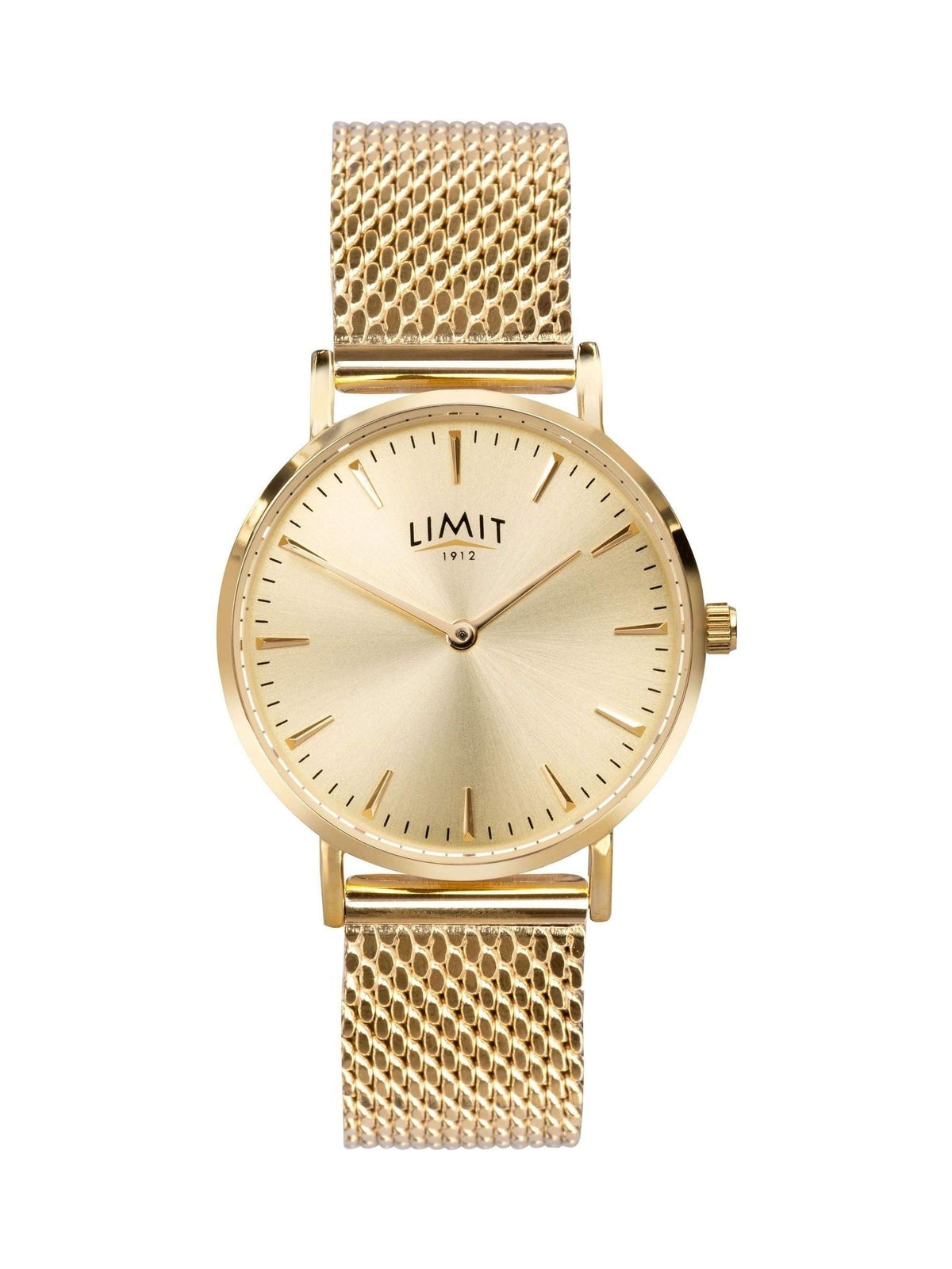 Limit Gold 36mm gold analogue watch with mesh strap, UK version