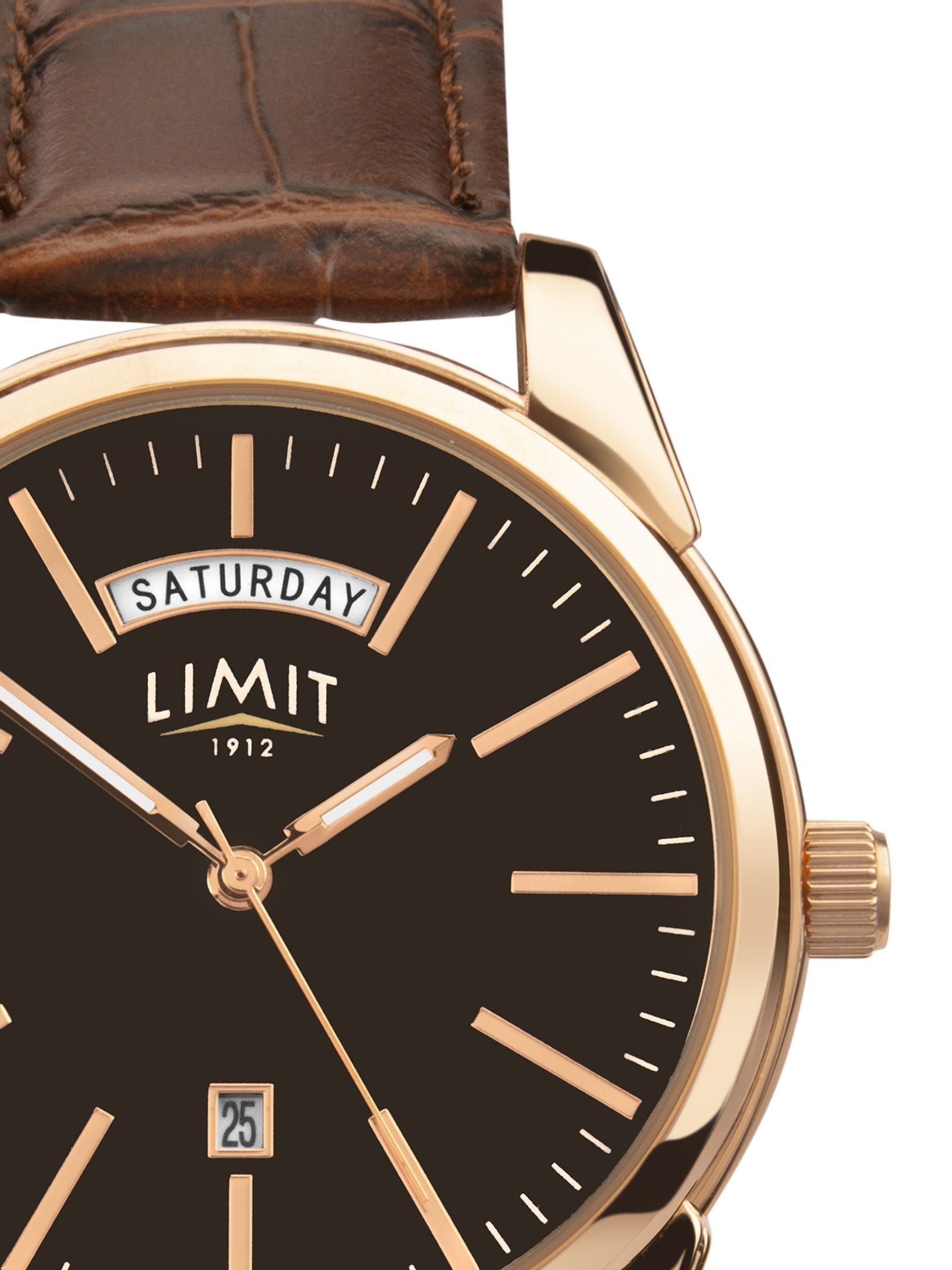 Limit Analogue Watch Brown Strap 40mm, imported from the UK