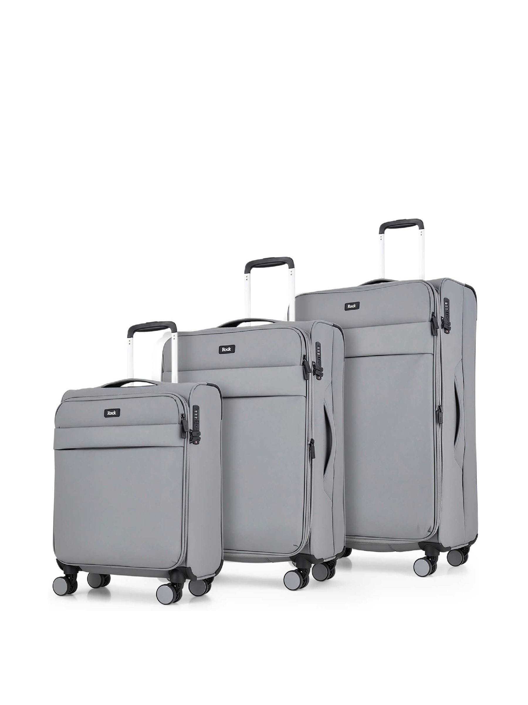 Rock Luggage Grey Suitcases Set 3 Piece