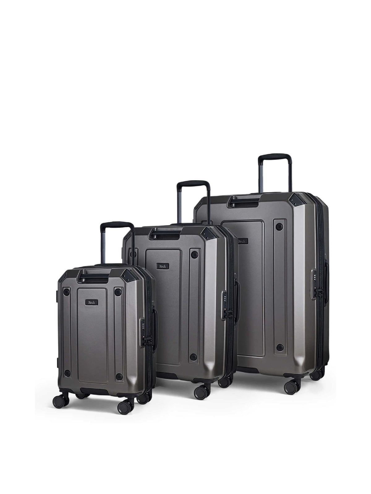 Rock Luggage Grey Alpine Suitcases Set 3 Piece