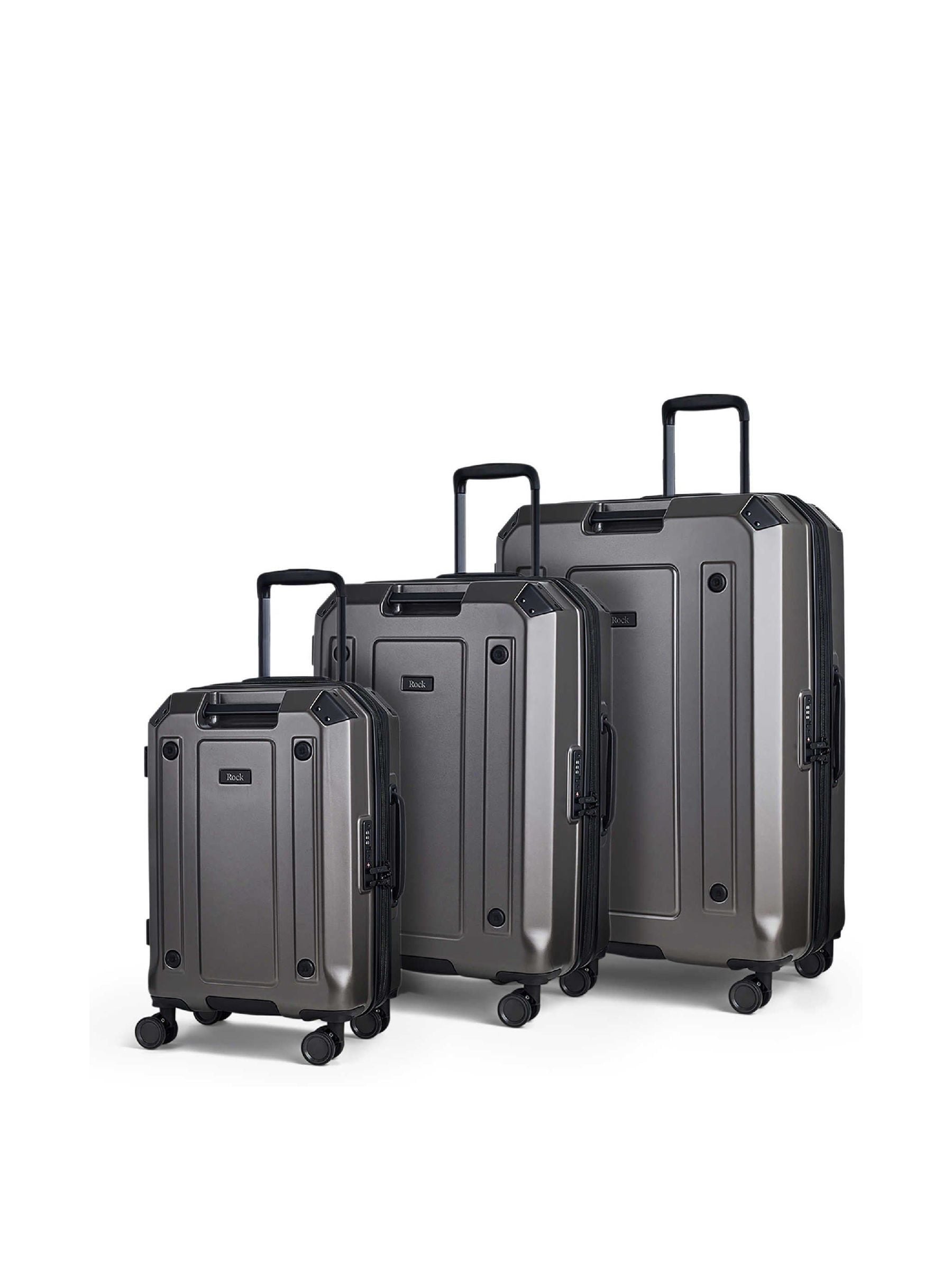 Rock Luggage Grey Alpine Suitcases Set 3 Piece