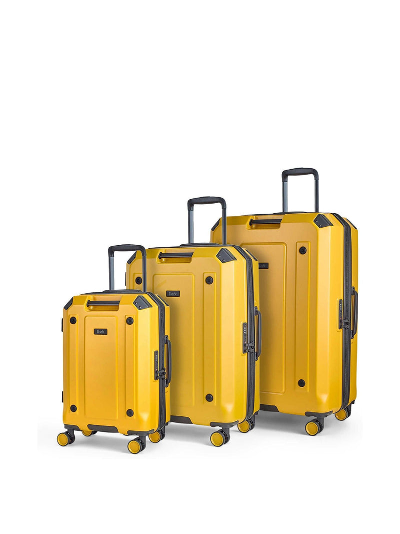 Rock Luggage Yellow Alpine Suitcases Set 3 Piece