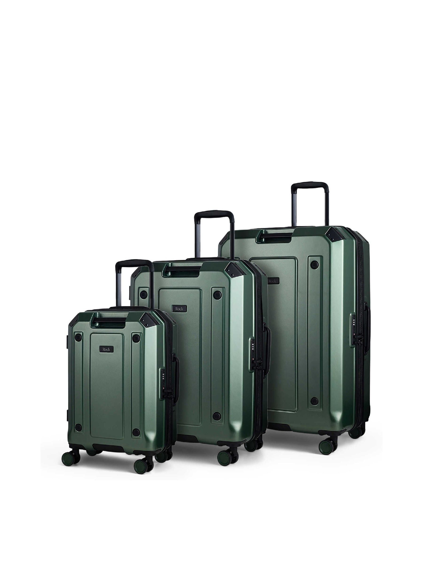 Rock Luggage Green Alpine Suitcases Set 3 Piece