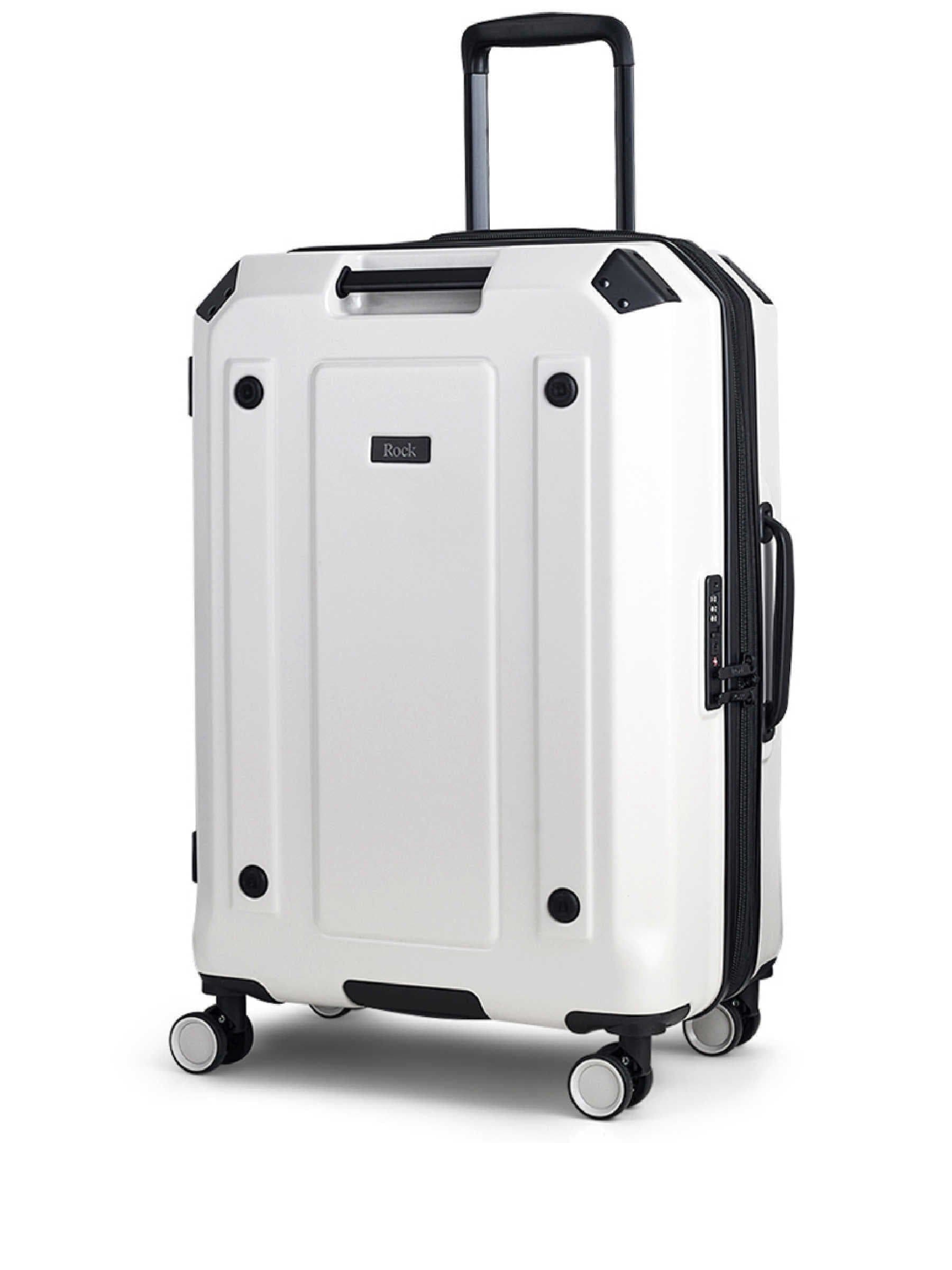 Rock Luggage white medium Alpine suitcase, imported from the UK