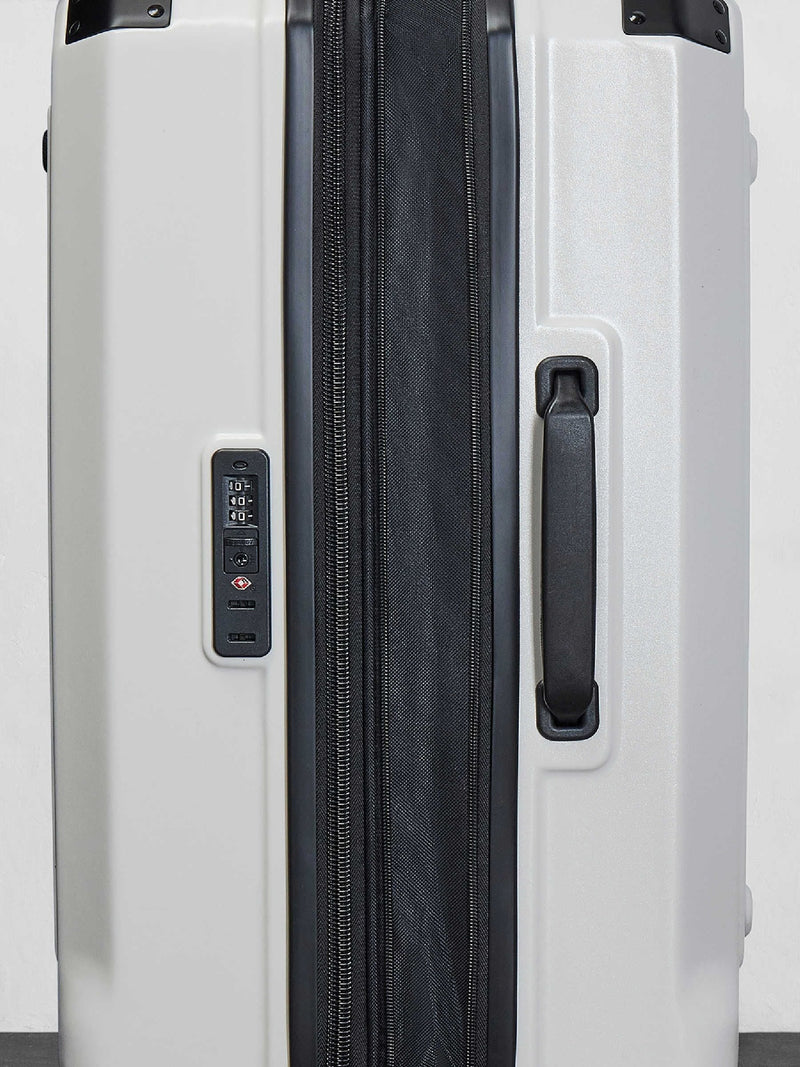 Rock Luggage white medium Alpine suitcase, imported from the UK