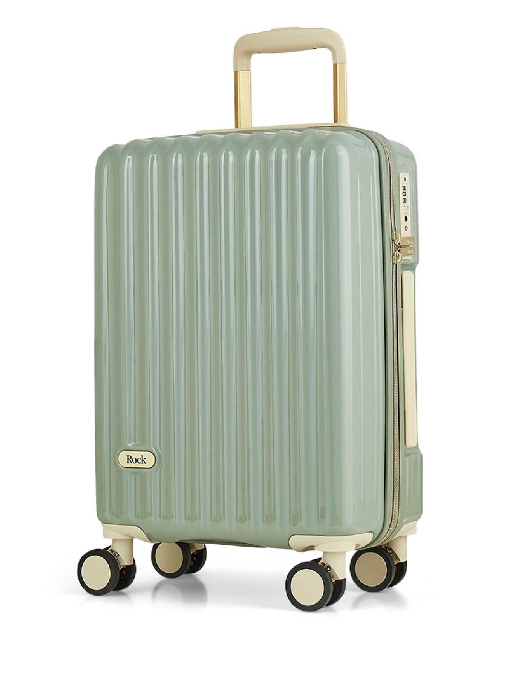 Rock Primrose green cabin suitcase with TSA lock, UK version