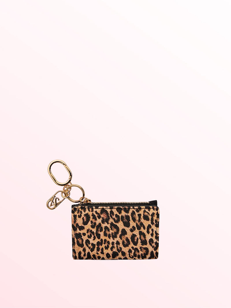 Victoria's Secret Leopard Print Brown Foldable Keyring Card Holder