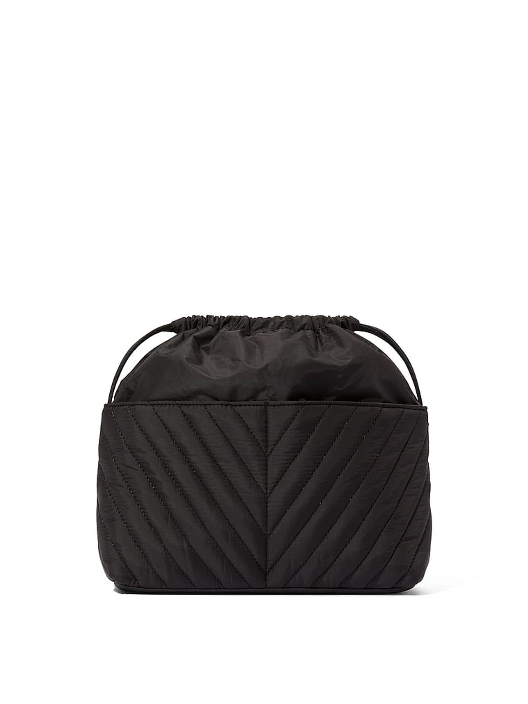 Victoria's Secret Black V Quilt Cinch Makeup Bag