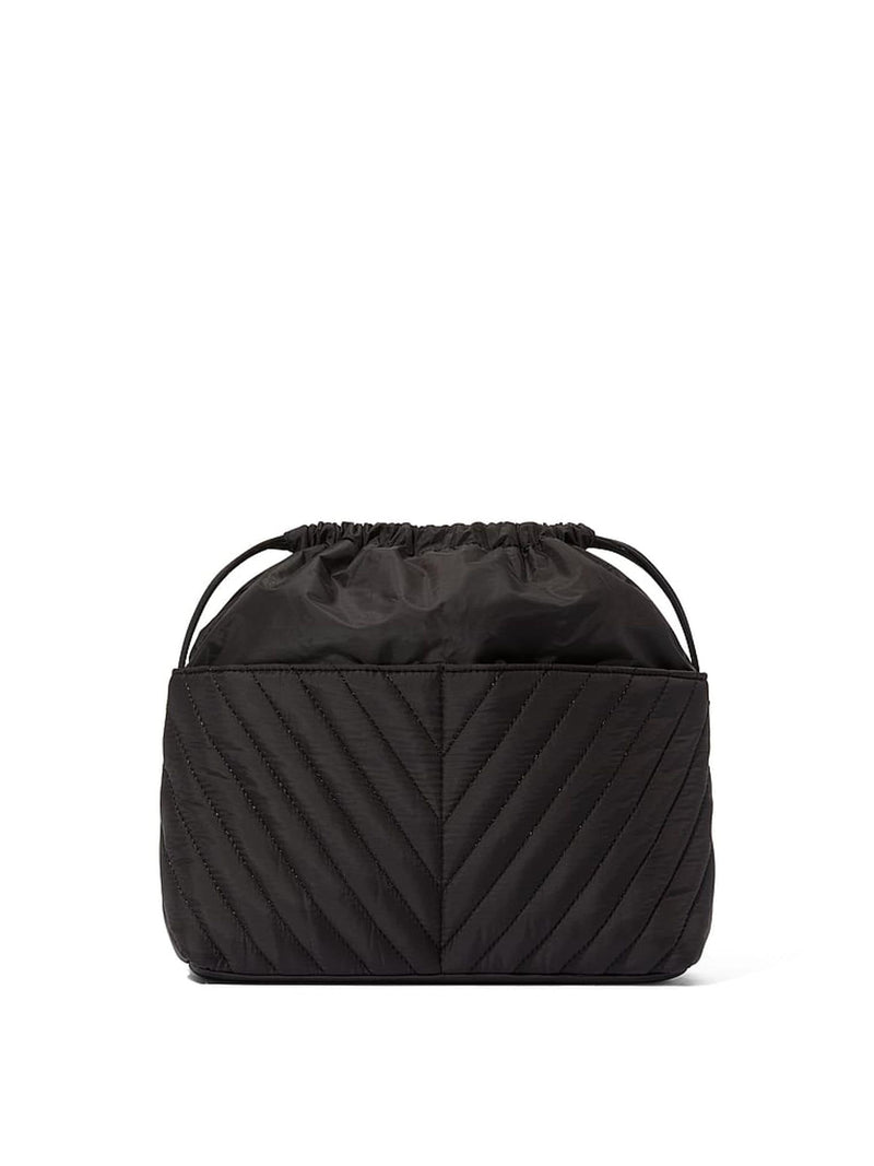 Victoria's Secret Black V Quilt Cinch Makeup Bag