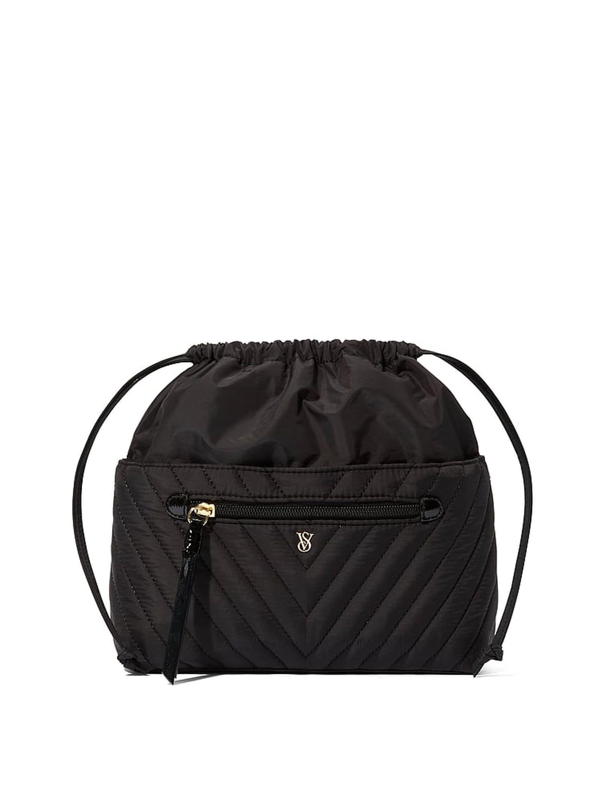 Victoria's Secret Black V Quilt Cinch Makeup Bag
