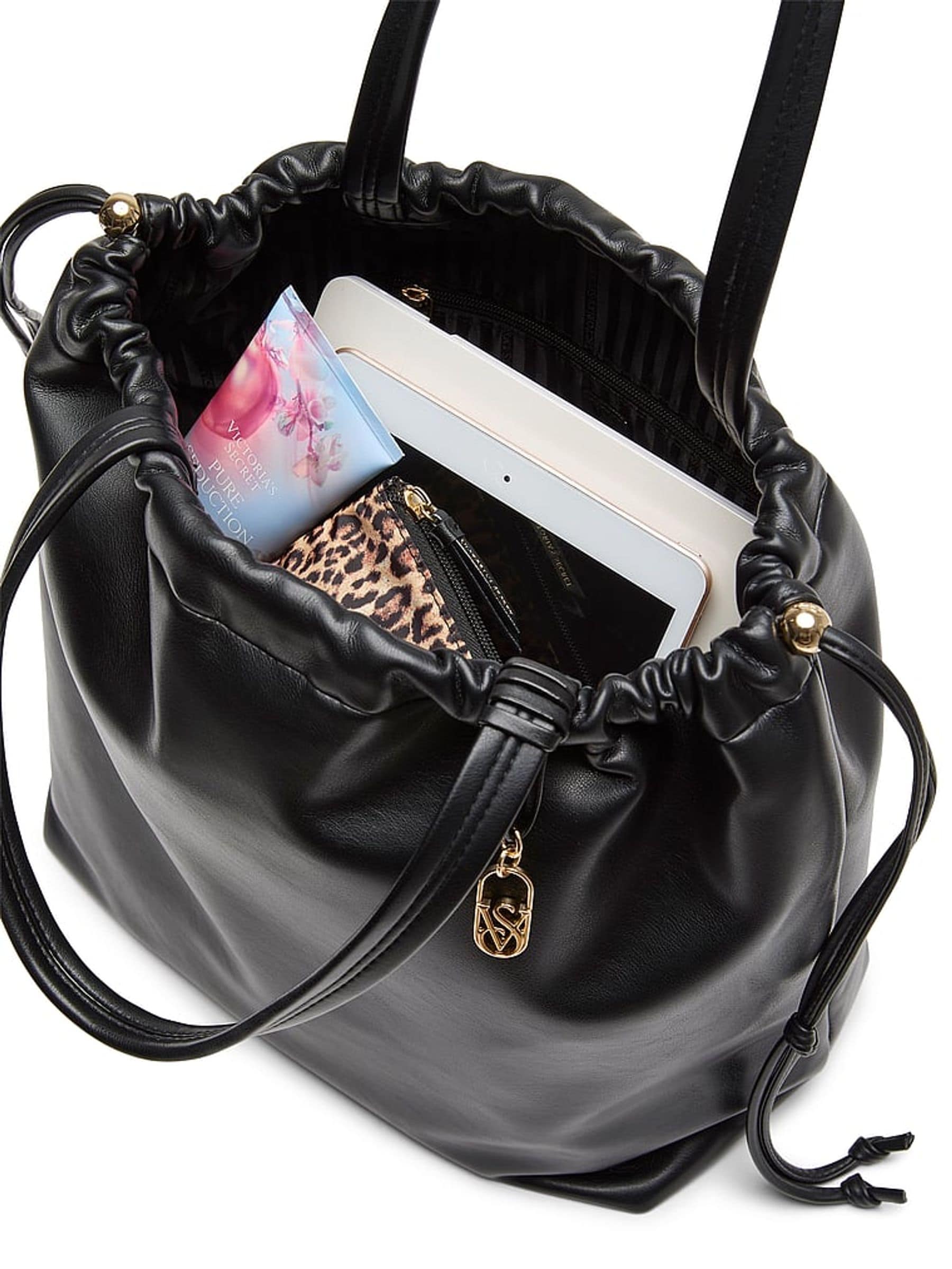 Victoria's Secret black nappa slouchy tote bag, imported from the UK