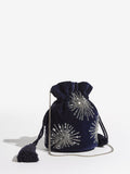 Love & Roses navy velvet sequin pouch bag - British product