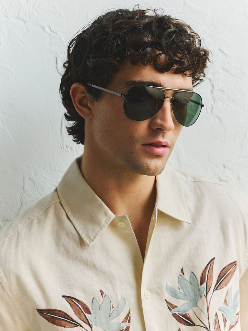 Gunmetal grey aviator sunglasses with UV protection - British product