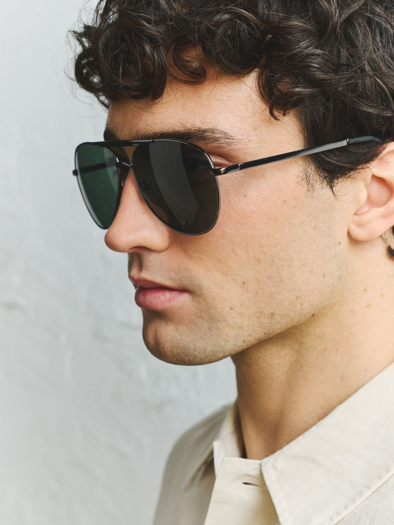 Gunmetal grey aviator sunglasses with UV protection - British product