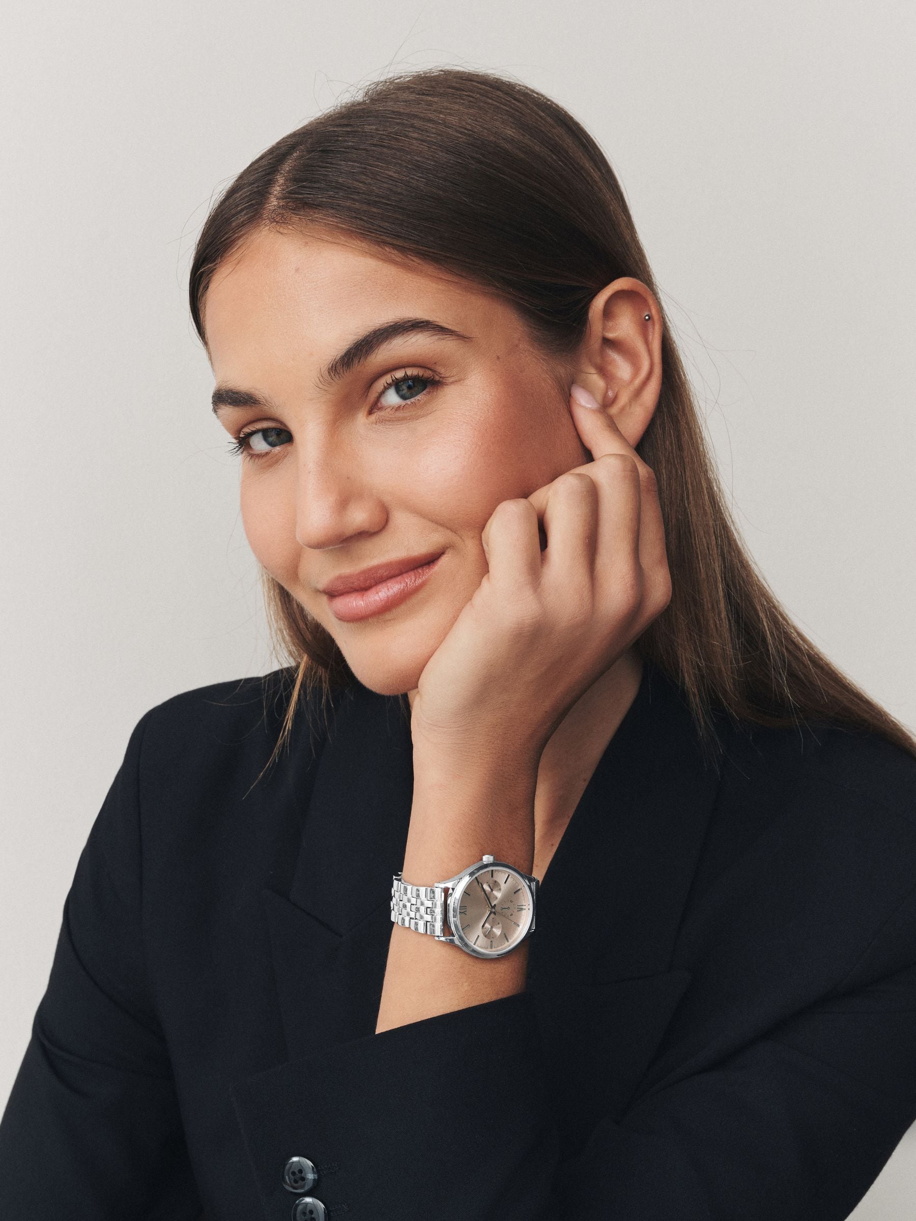 Blush boyfriend watch silver tone 3.5cm, imported from the UK