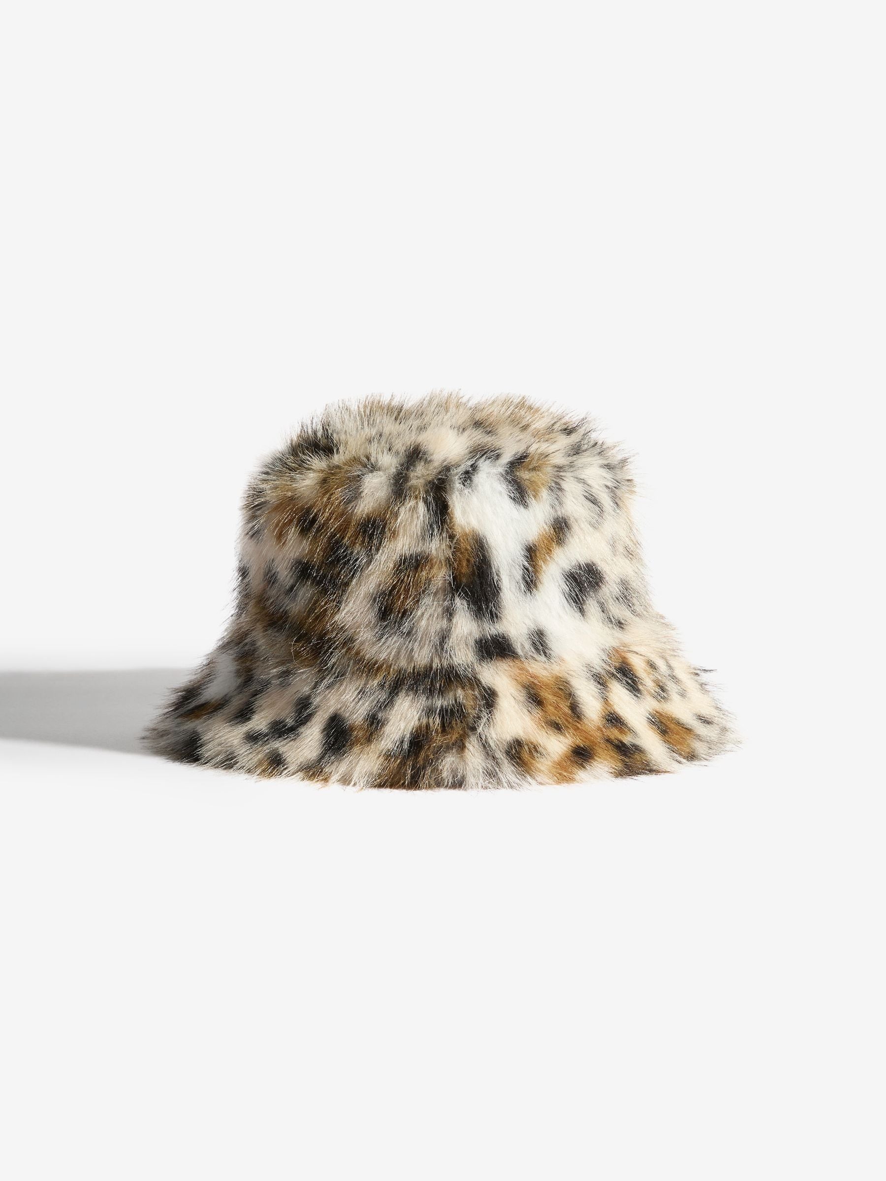 Friends Like These leopard print faux fur bucket hat, British brand