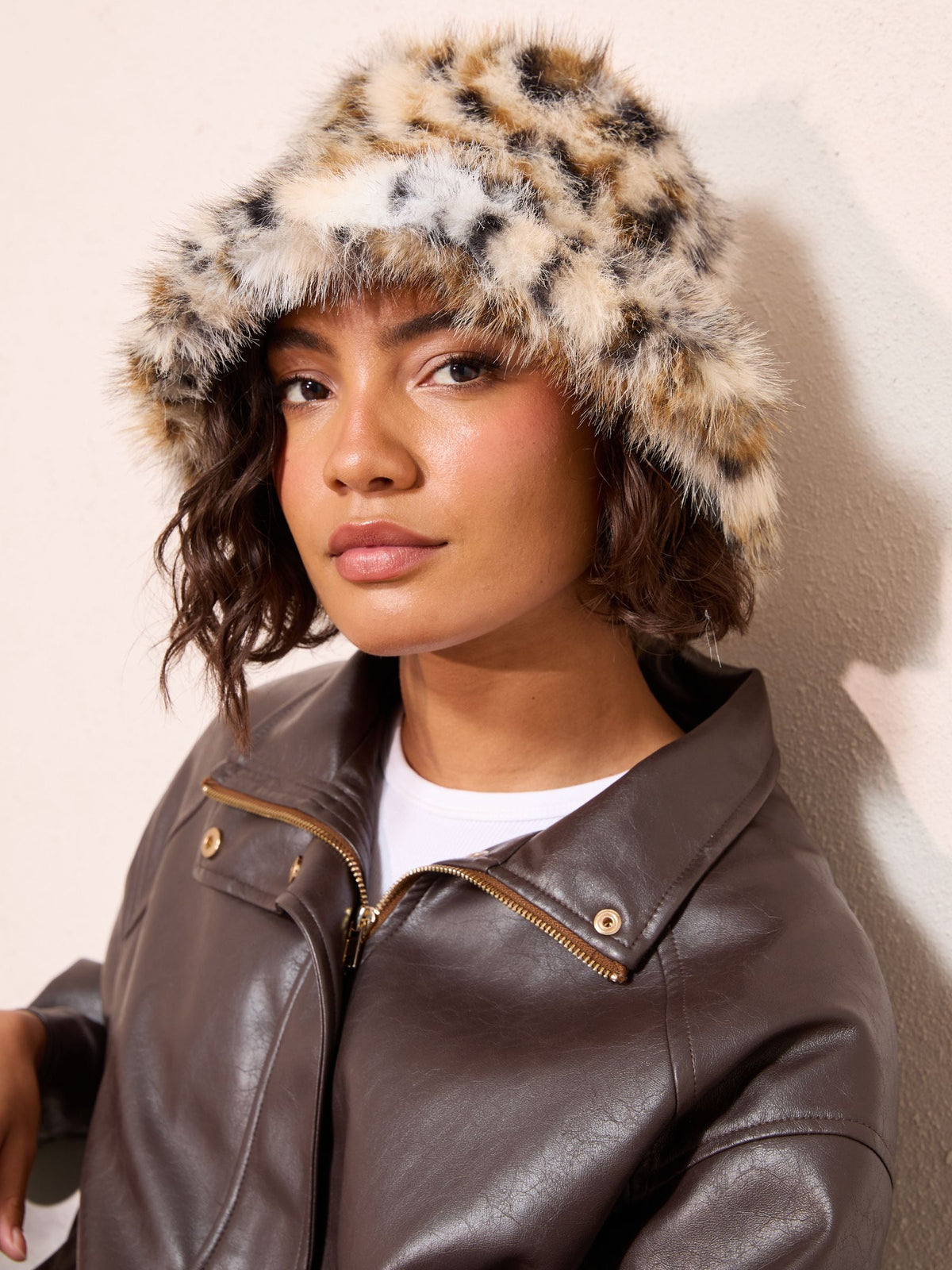 Friends Like These leopard print faux fur bucket hat, British brand