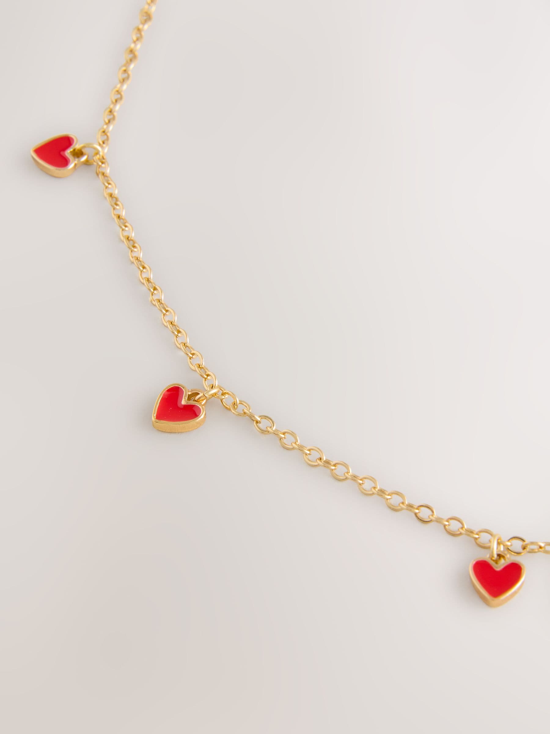 Dainty heart necklace gold tone with cubic zirconia - British product