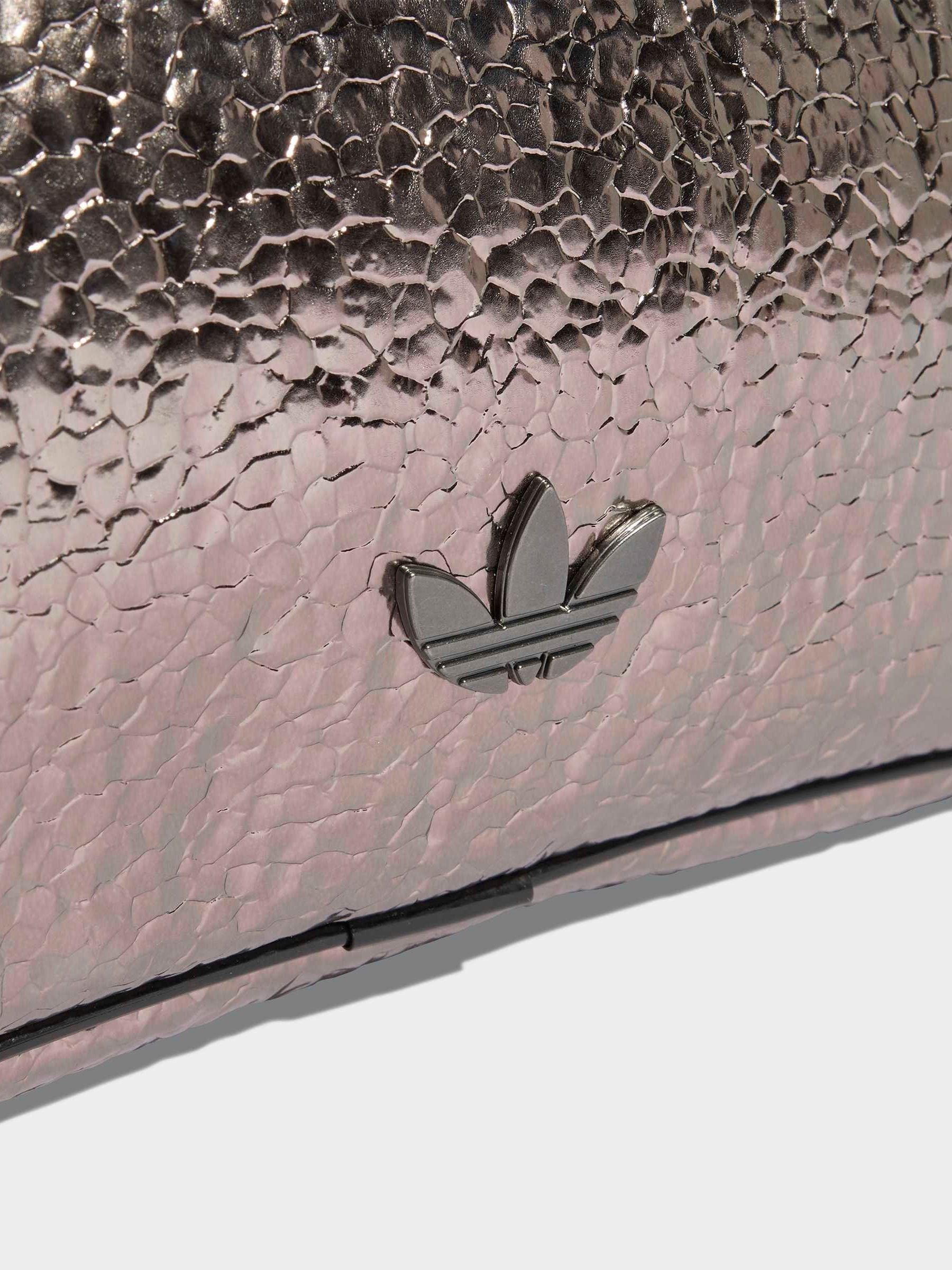 Adidas Originals grey metallic elongated handbag, imported from the UK