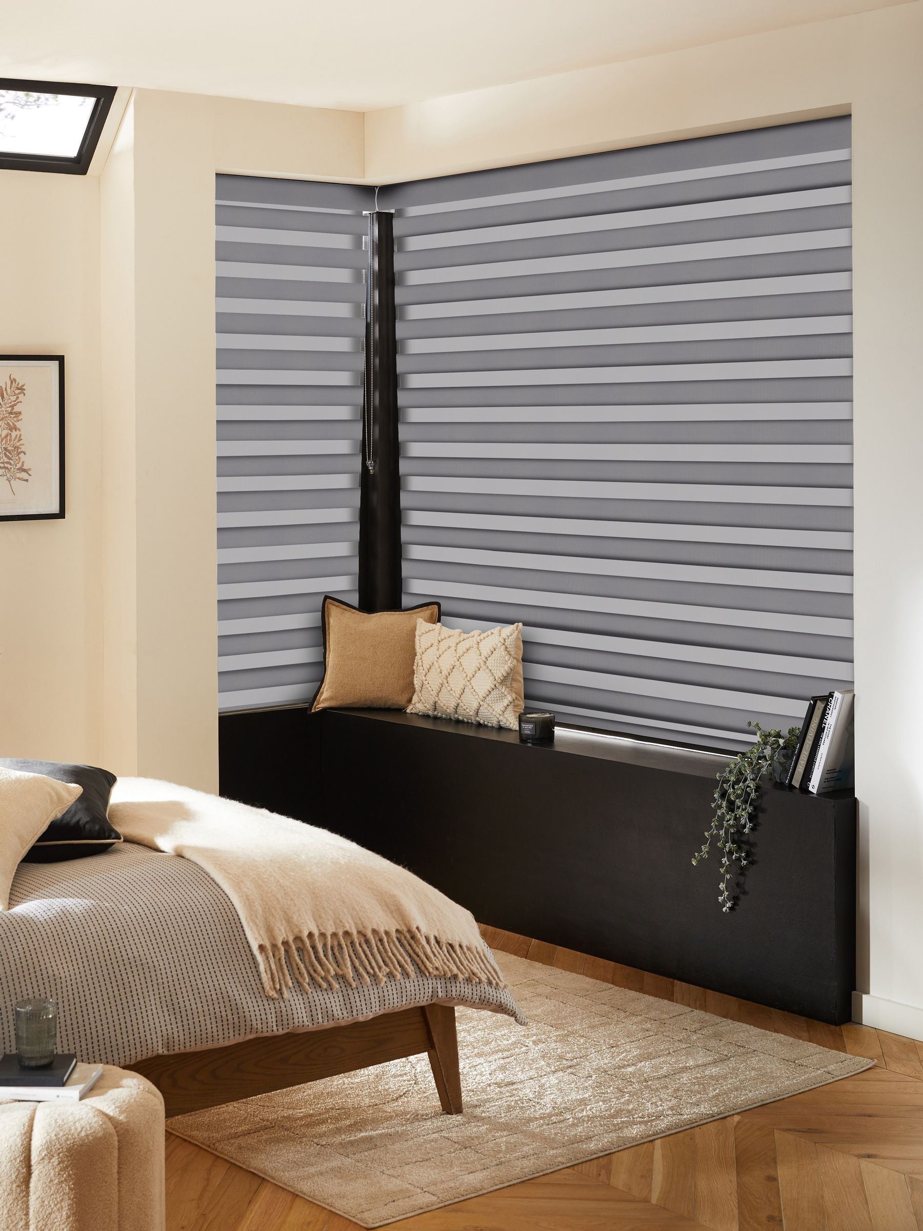 Grey day night blind made to measure (British brand)
