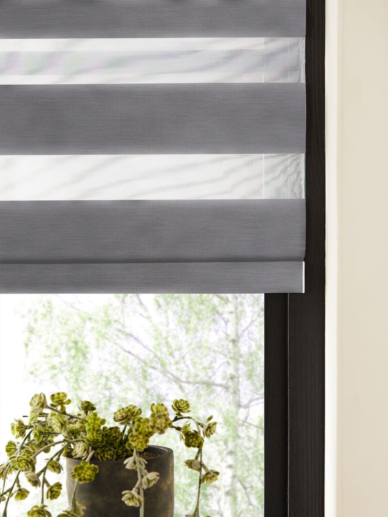 Grey day night blind made to measure (British brand)