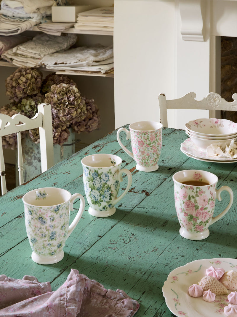 Multi Floral porcelain mug set of 4, imported from the UK