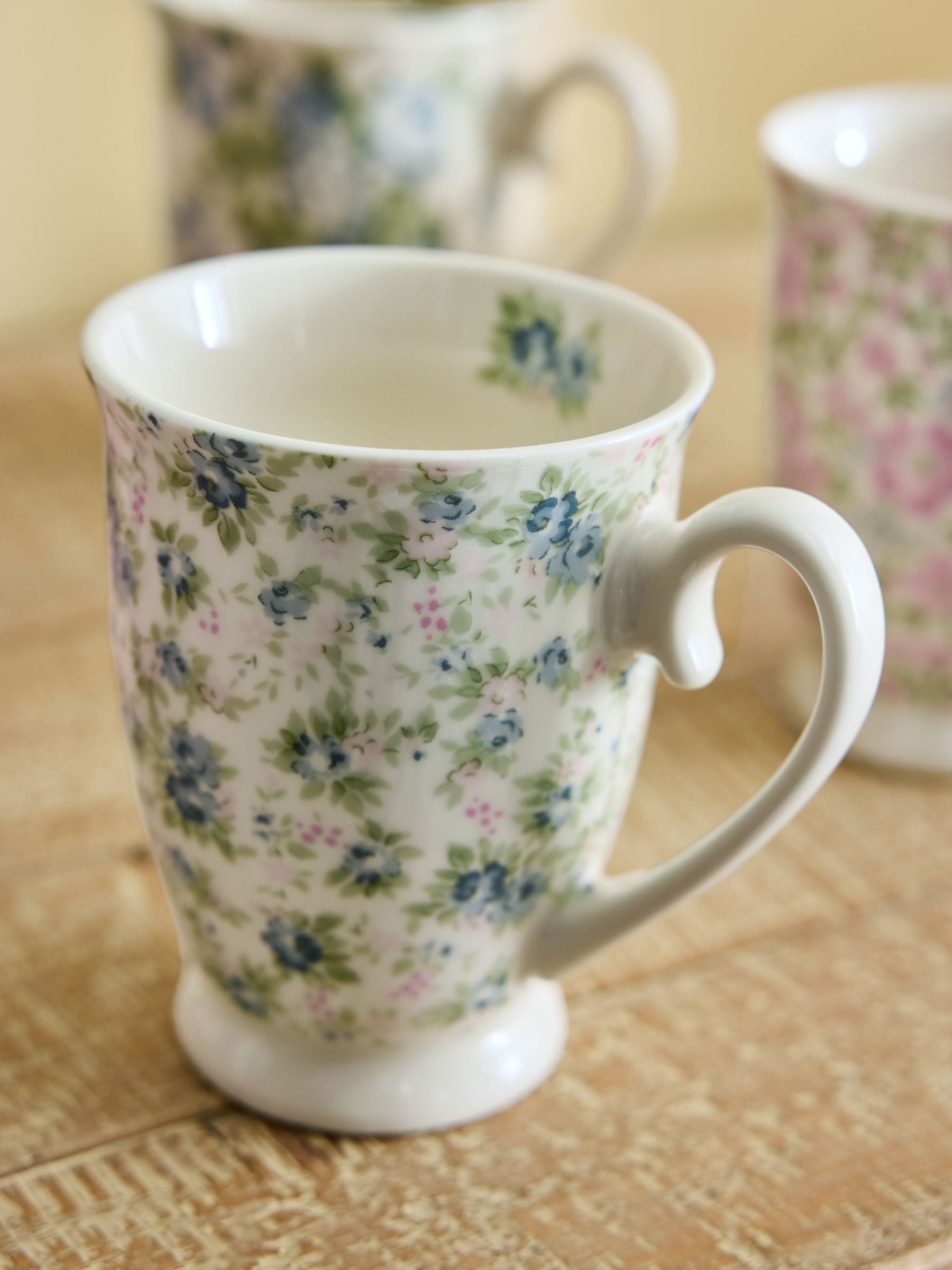 Multi Floral porcelain mug set of 4, imported from the UK