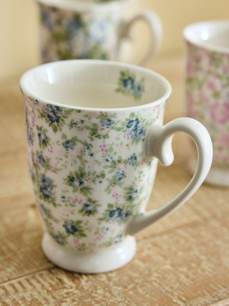 Multi Floral porcelain mug set of 4, imported from the UK