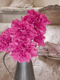 Shabby Chic pink artificial dahlias in metal jug (British brand)