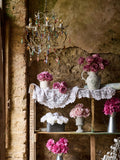 Shabby Chic pink artificial dahlias in metal jug (British brand)