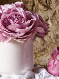 Shabby Chic pink artificial peonies in crackle vase, UK version