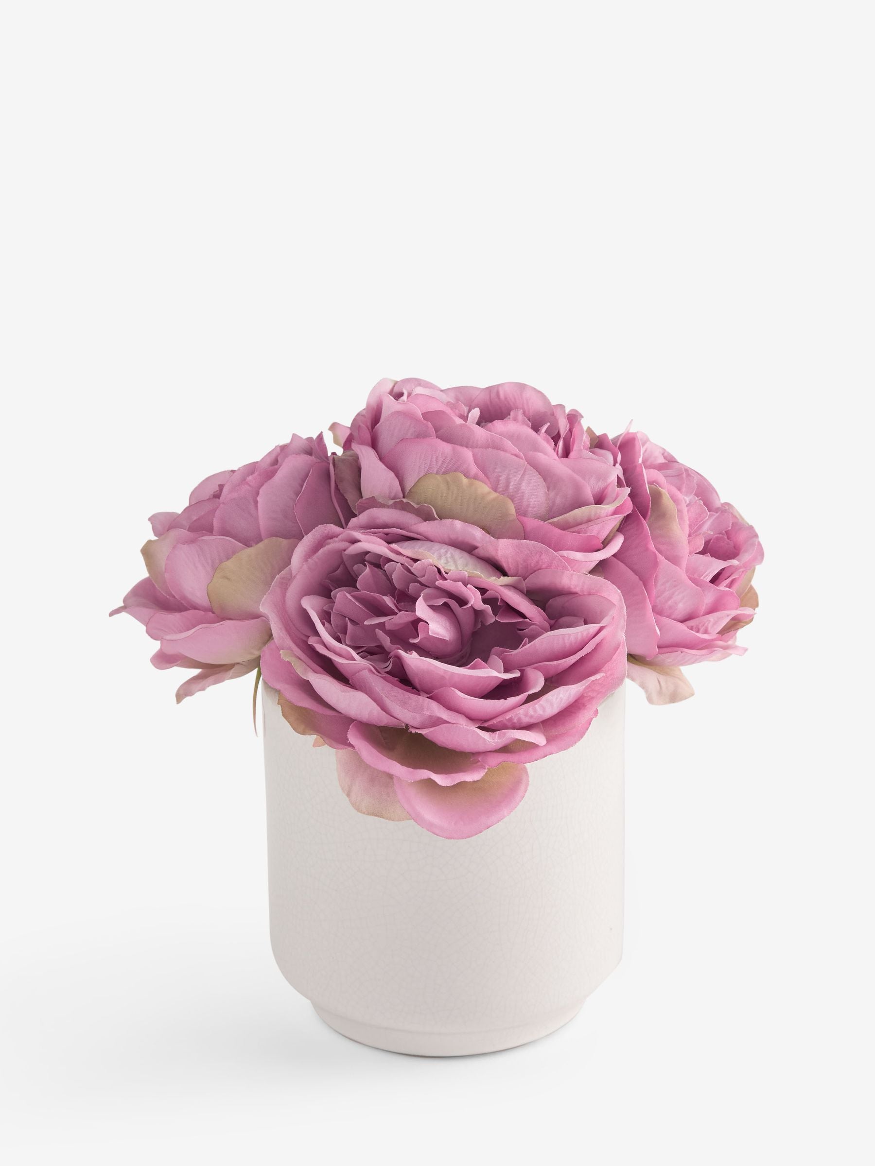 Shabby Chic pink artificial peonies in crackle vase, UK version
