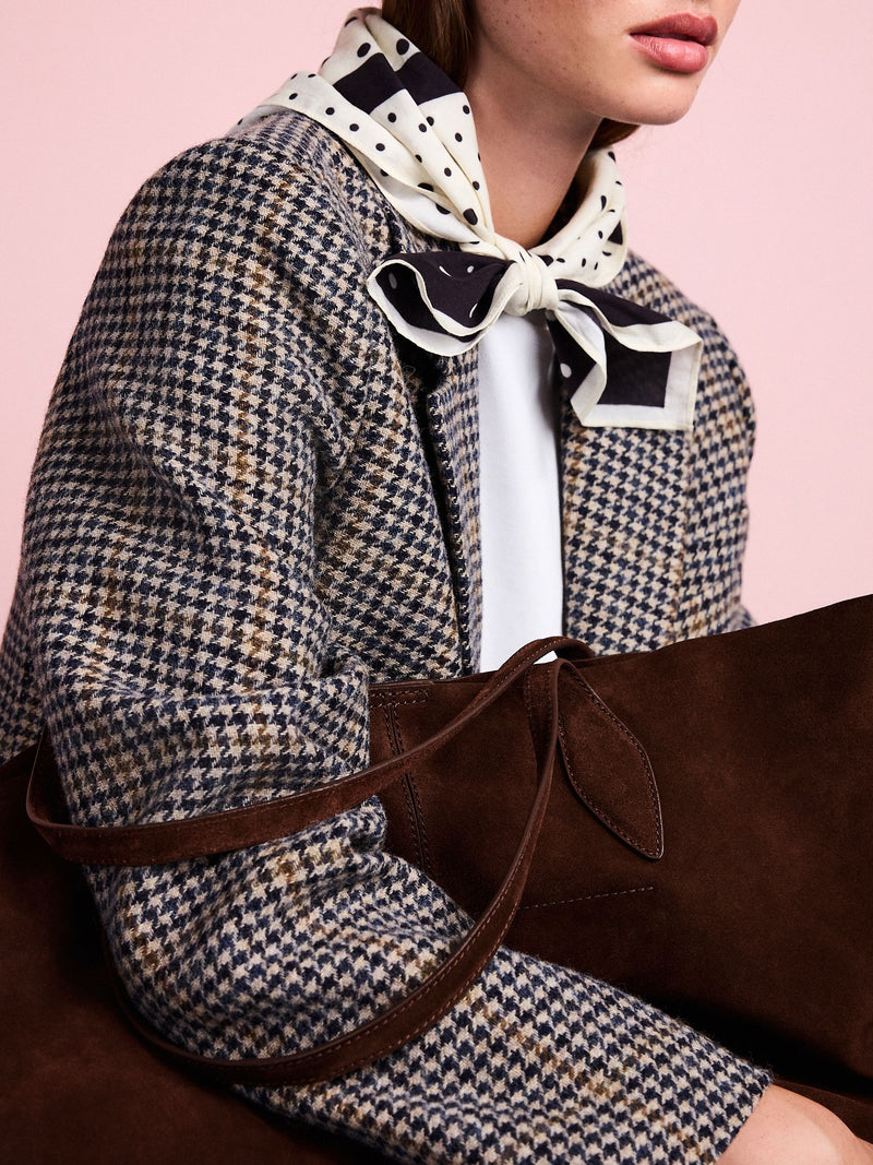 Tabitha Simmons x Next chocolate brown suede shopper bag, UK version