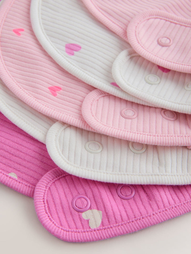 Pink cotton baby bibs 5 pack - British product