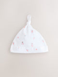 Baby beanies 3 pack pink/white tie top 0-12mths - British product