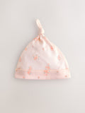 Baby beanies 3 pack pink/white tie top 0-12mths - British product