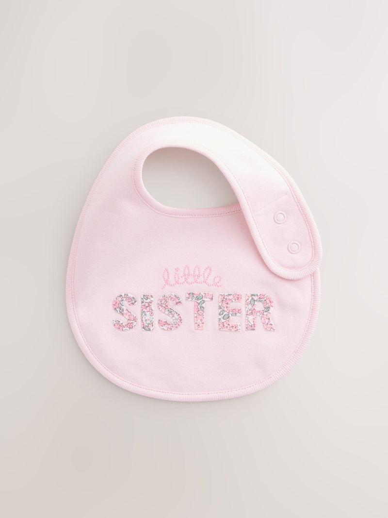 Sister Family pink and white baby bibs 2 pack - British product